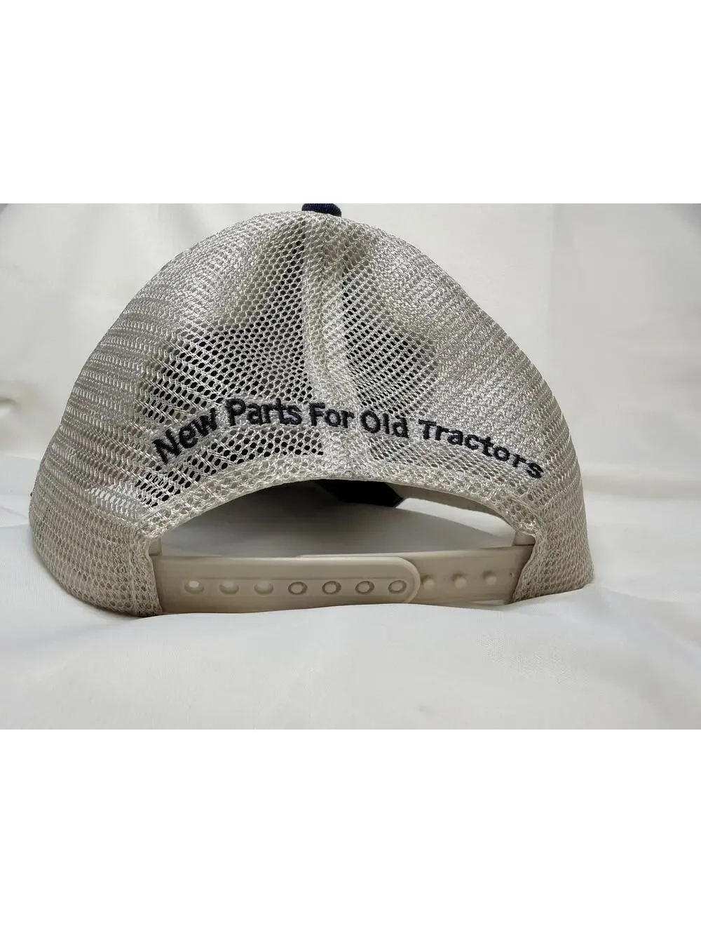 Steiner Tractor Parts Mesh Trucker Hat Blue Tan Leather Patch Snapback